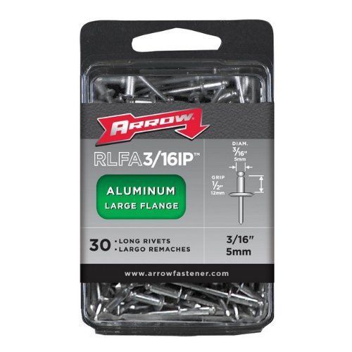 NEW Arrow RLFA3/16IP Long Large Flange Aluminum 3/16-Inch Rivets, 30-Pack