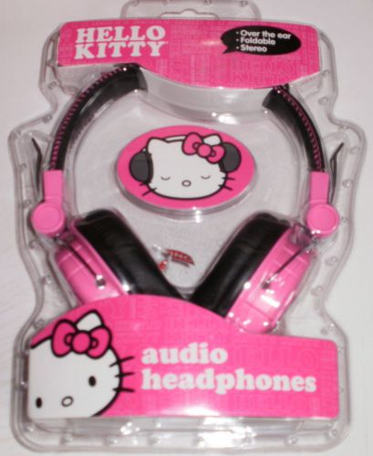 NEW Hello Kitty audio headphones 3.5mm plug size foldable over the ear style