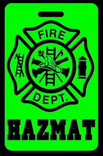 Day-glo green hazmat firefighter luggage/gear bag tag - free personalization for sale