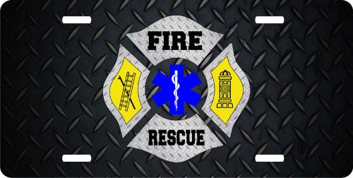 License plate fireman maltese cross diamond plate fire rescue firefighter 12 for sale