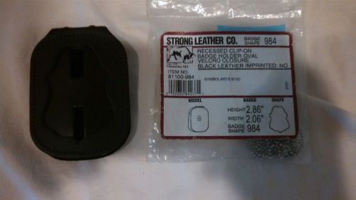 Strong Leather 81100-984 Black Badge Holder/Case Recessed Clip-On w/ Chain CBP