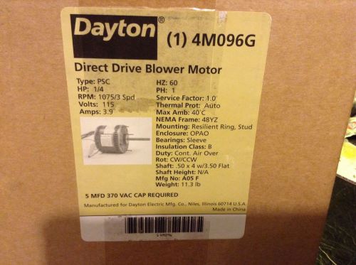 NEW Dayton Direct Drive Blower Motor, New inbox (1) 4M096G.