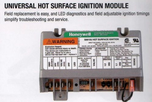 Hvac part-&#034;honeywell&#034; universal hot surface ignition module s8910u1000-new for sale