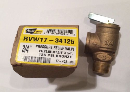 Apollo rvw17 34125 asme air pressure relief valve 3/4 new bronze 125psi for sale