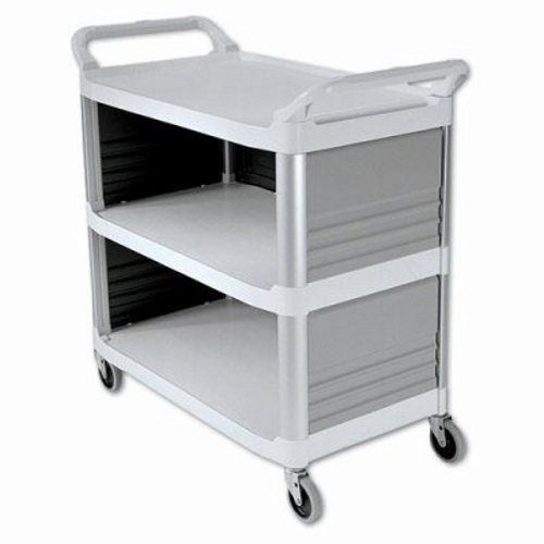 Rubbermaid Xtra Utility Cart, 300-lb Cap., 3 Shelves, Off-White (RCP4093CRE)