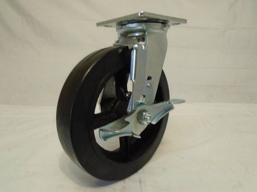8&#034; x 2&#034; swivel caster rubber wheel on steel hub w/ brake 500lb each tool box for sale