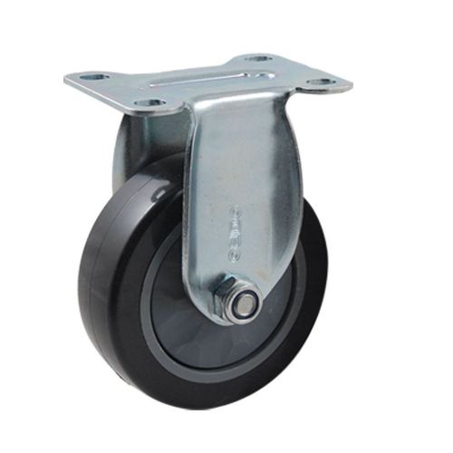 4&#034; Diameter Plastic Core Black PVC Single Wheel Flat Plate Fixed Caster