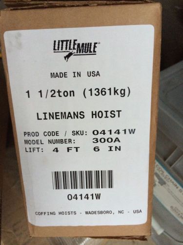 LITTLE MULE Strap Hoist, 1 1/2 Ton 4&#039;6&#034; Lift 300a