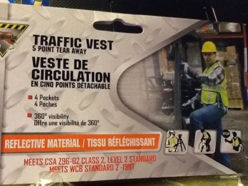 1 NEW TRAFFIC SAFETY VEST 5 POINT 4 POCKETS ONE SIZE HI-VIS