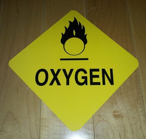 Oxygen Sign Yellow 6&#034; x 6&#034; Square Plastic Heavy Duty Safety