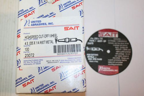 SAIT 23072 Type 1 METAL Cutting Wheel 4 by 0.035 by 1/4 A60T - 100 pack ITALY