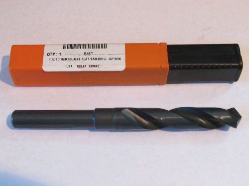 New 5/8&#034; hss silver &amp; deming drill bit 1/2 shank hertel usa for sale