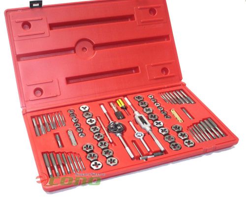 76pc tap and die set hexagon tool sae standard mm metric high alloy steel w/case for sale