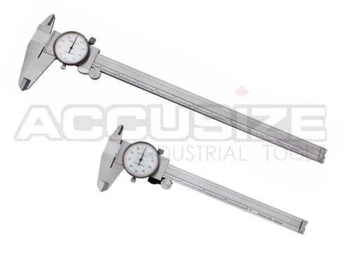 2 pcs 6&#034;+12&#034; (x 0.001&#034;) dial caliper stainless steel in fitted box, #p920-s2-2ps for sale