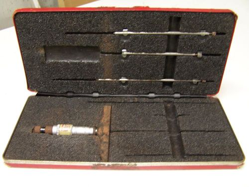 Starrett Micrometer 445 with 3 Rods &amp; Case USED