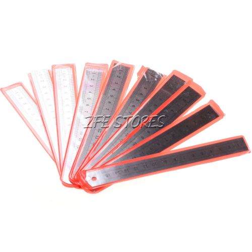 New 10 Pcs Stainless Steel 15cm 6 inch Office Metric Measuring Straight Ruler