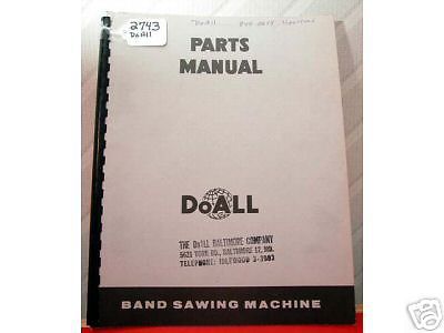 Do All Vertical Band Saw Parts Manual 1612-0 (Inv.17967)