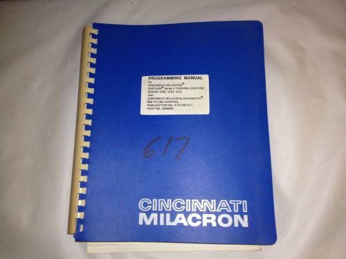 Cincinnati Milacron Programming Manual CINTURN Series C Turning Centers