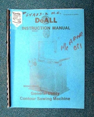 DoALL Instruction Manual General Utility Contour Sawing Machine (Inv.17435)