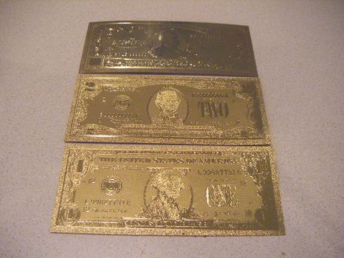 UNC  $10,000 $1 $2  DOLLARS GOLD 24K US BANKNOTE BILLS COMPLETE YOUR COLLECTION