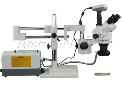 3.5X-90X Stereo Zoom Dual-bar Boom Microscope+9.0MP USB Camera+Ring Fiber Light