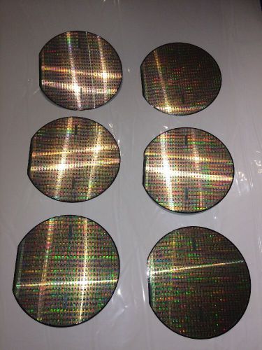 6 Identical Silicon Test Wafers 80&#039;-90&#039;s Variety Silicon Valley Companies 6-8&#034;