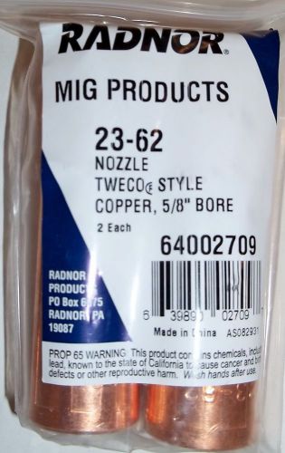 Radnor 64002709 23-32 5/8&#034; Bore Tweco Style Copper Nozzle for MIG Gun 2pk