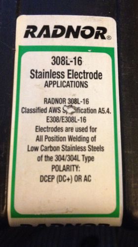 Radnor Arc Welding Electrode,E308/308L-16  3/32  12&#034;L  Stainless Steel  3lb.