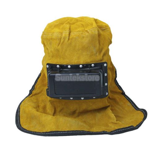 Leather welding hood soldering helmet hat head face eye protector guard for sale