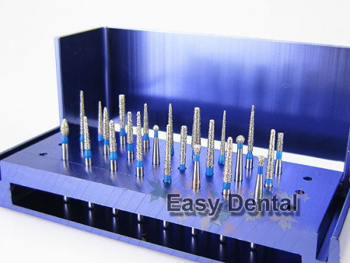 24 mixed dental diamond burs for high speed handpiece + 1 disinfection block for sale