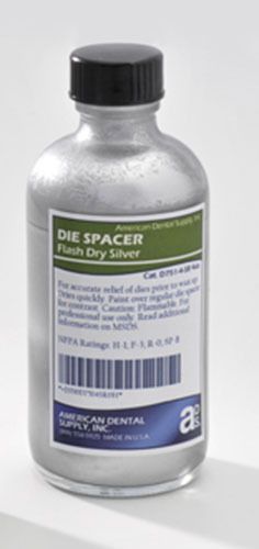 Gold or silver die spacer &#034;flash dry&#034; formula refill without brush cap- 4 oz for sale