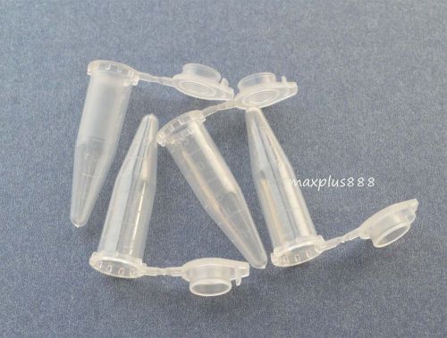 1000pcs 0.5ml NEW Cylinder Bottom Micro Centrifuge Tubes w Caps Clear