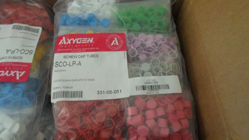 Corning axygen sco-lp-a looped screw caps tubes with o-ring case assorted colors for sale