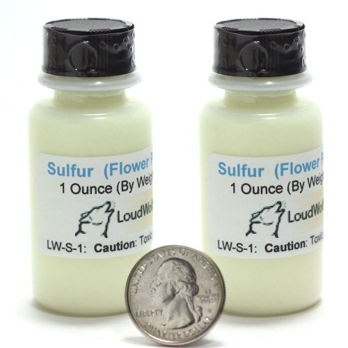 Sulfur Powder (Sulphur) 2 Oz Ultra-fine Flour (2 pack) mini plastic pack bottles