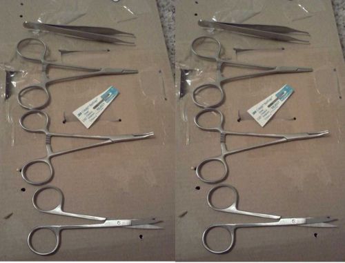 2x Suture kits, tie flies, fishing, roach clamp, stiches, survival, sewing
