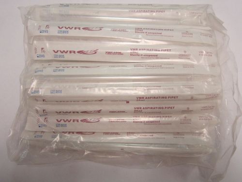 Lot of 200  - vwr 25ml sterile aspirating pipets for sale