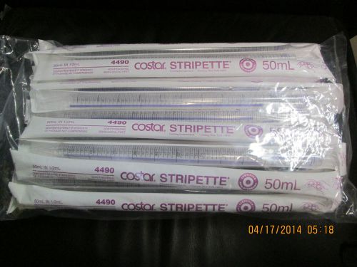Pack of 25 new corning costar stripette 50 ml 4490 non-pyrogenic serologic pipet for sale