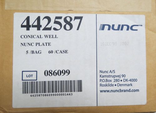 Qty 60 nunc 96-well x 300l assay microplate plate v-bottom no lid # 442587 for sale