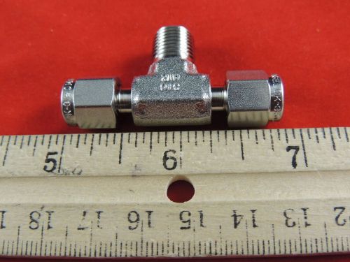 NEW Swagelok 1/8&#034; Tube 3/8&#034; Female Stainless T Valve With Ferrule Sets