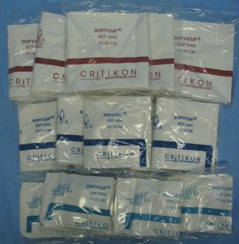 Lot of 15 Assorted Sizes Critikon Soft-Cuf Adult Blood Pressure Cuffs- 3 Sizes