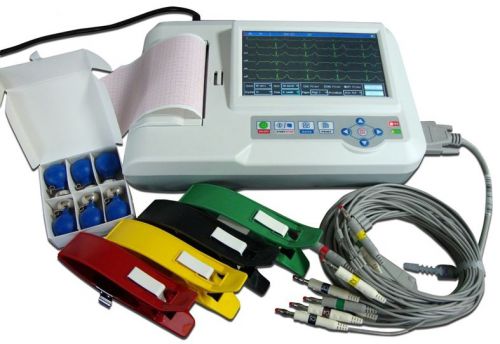 190 Case 7&#034; Color Digital 6-channel Electrocardiograph ECG /EKG Machine+Software
