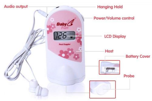 NEW DESIGN Software 2.5 MHz Fetal Doppler Fetal Heart Monitor LCD display + Gel