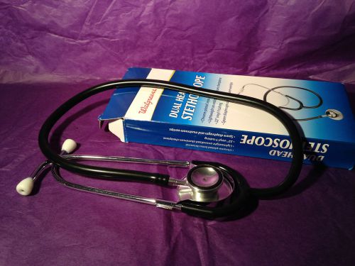 Brand new walgreen double dual head black stethoscope in box for sale