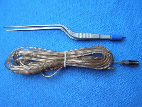 Codman bipolar bayonet forceps 8.5&#034; reusable electrosurgical instruments &amp; cord for sale