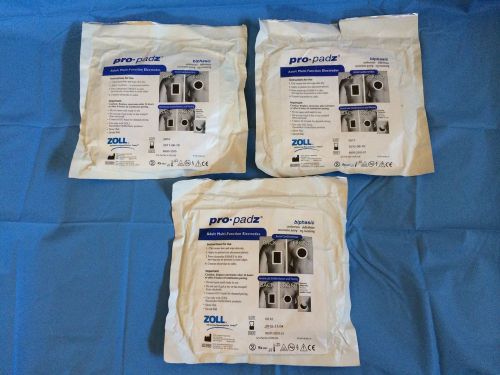 Zoll pro padz adult multi-function electrodes ref 8900-2303-01 (qty-lot of 3) for sale