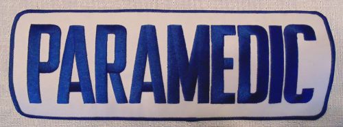 PARAMEDIC patch, brand new, 4&#034; tall x 11&#034; long, Navy lettering on White