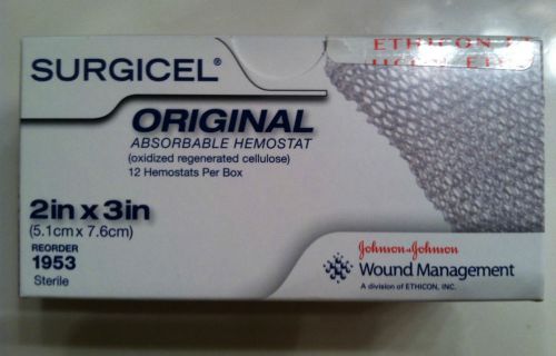 Surgicel Original Absorbable Hemostat Ethicon 1953 2inx3 New Box of 12 EXP 07/17