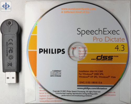 Philips 12nc:5103 108 8115.6 speechexec pro dictate 4.3 dss pro win xp vista 200 for sale