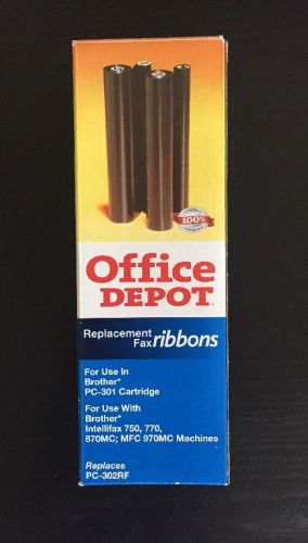 Office Depot Replacement Fax Ribbons For Brother PC-301 Black Pack Of 2 NIB