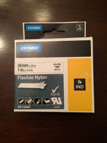 Dymo 1734524 Industrial Rhino Labels, Flexible Nylon, 1&#034;W x 11-1/2 Ft., White